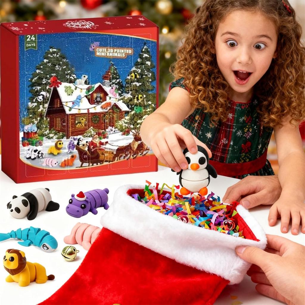 3D Christmas Advent Calendar with Cute Animal Surprises - Kids Holiday Countdown Calendar, 3D Animal Figures for Christmas Gift