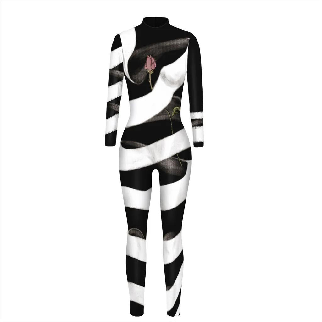 3D Digital Printing Stage Performance Costumes Adults Halloween Events Carnival Theme Party Cosplay Outfit Pretend Game Jumpsuit