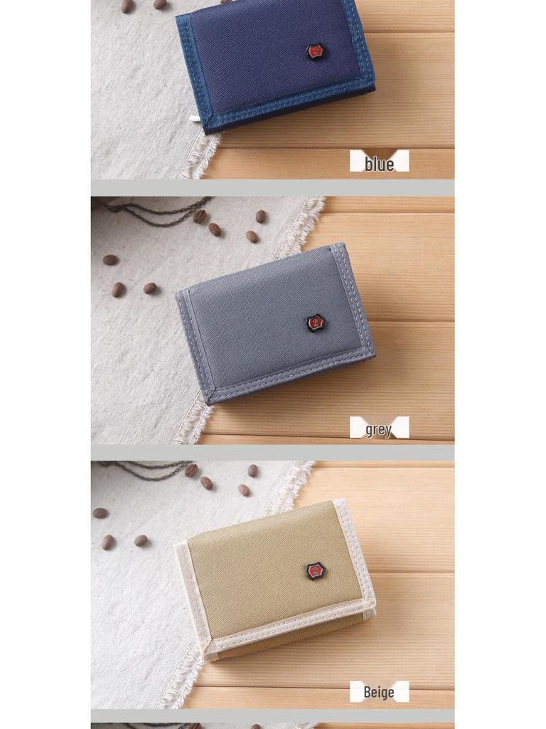 Men's 2025 Solid Color Korean Style Tri-fold Canvas Wallet & Coin Purse