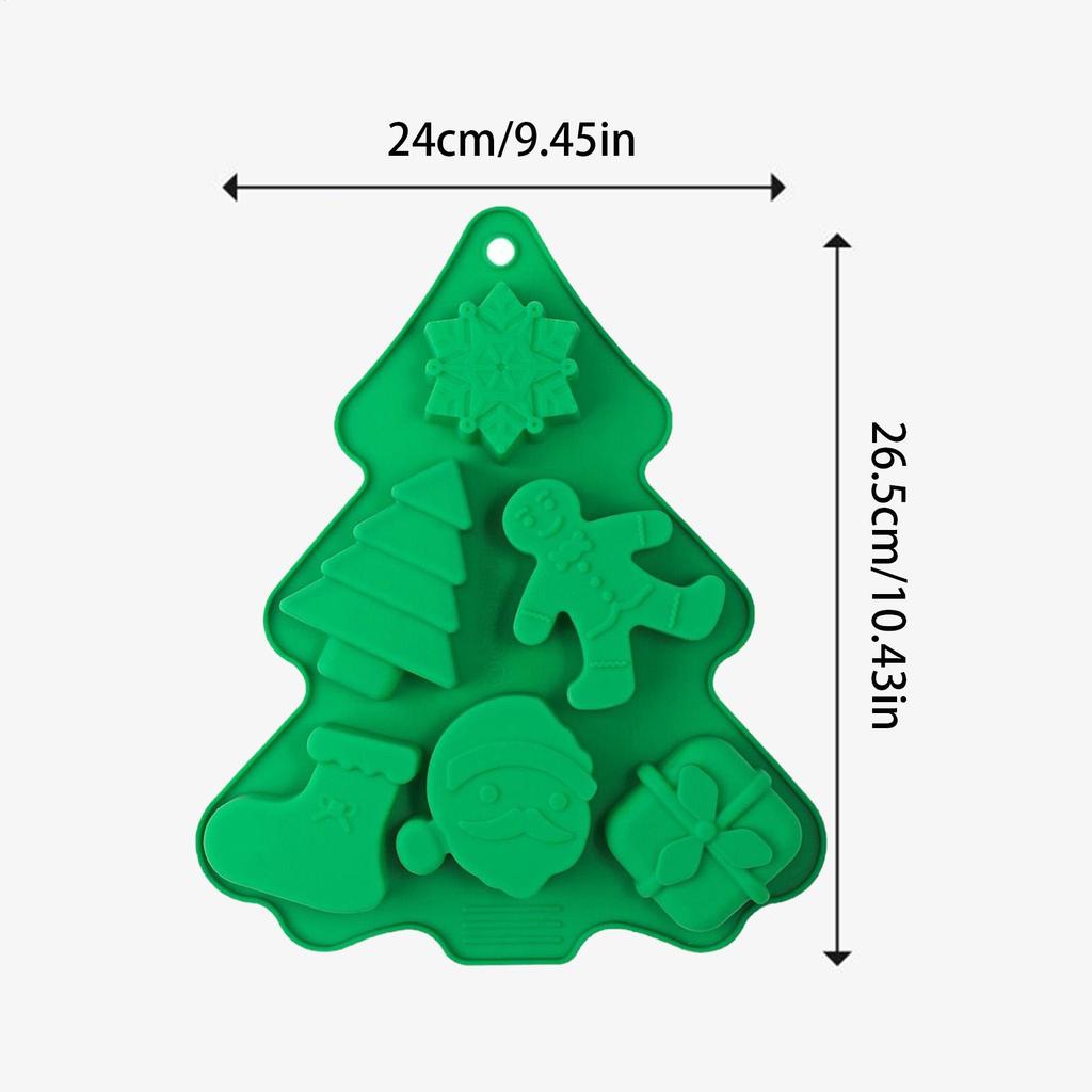 Christmas Chocolate Molds Christmas silicone chocolate molds 6 Cavity Silicone Baking Tool 3D Festive Snowflake Tree Santa Mould