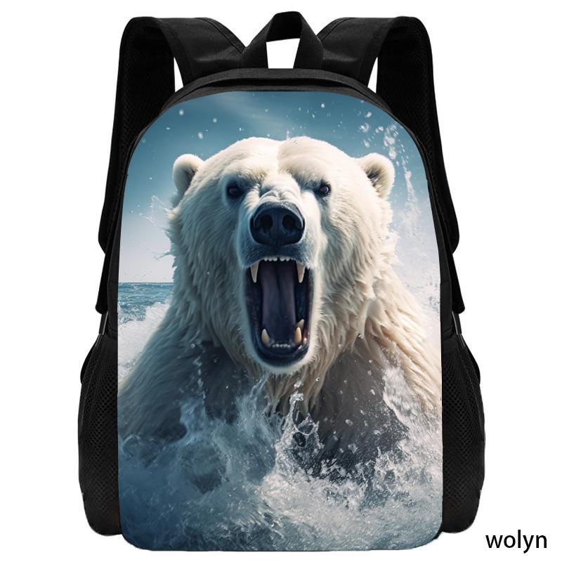 Polar bear pattern simple and cute backpack student schoolbag computer bag