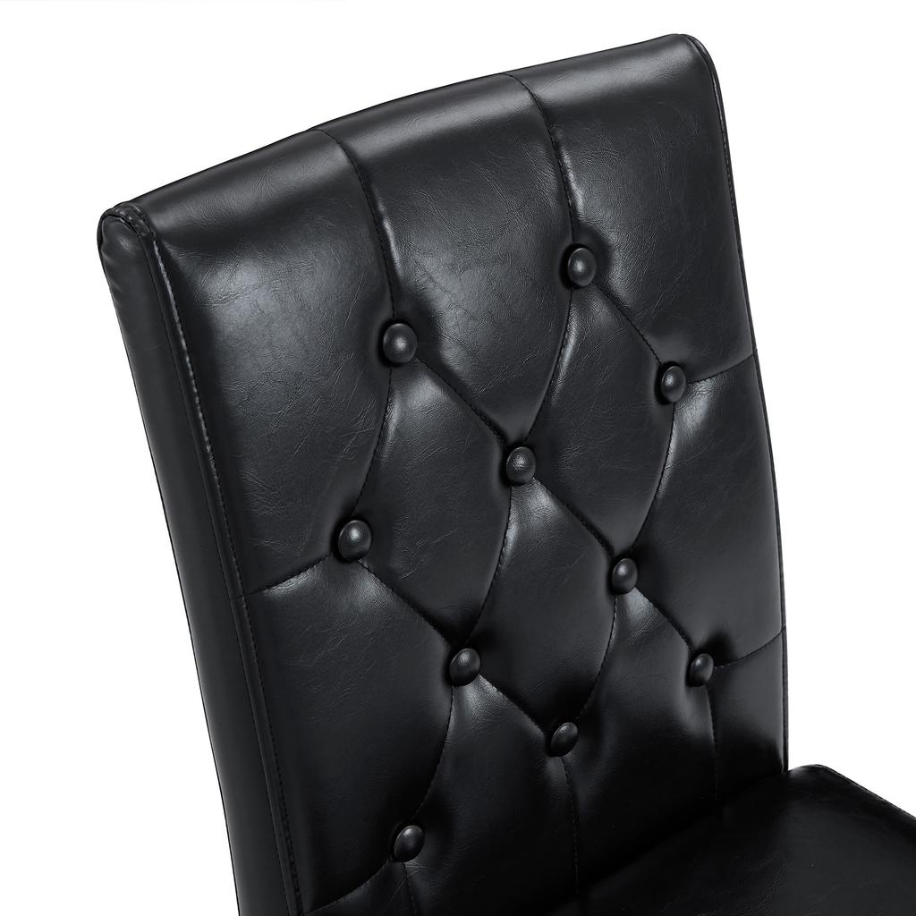 Set of 4 Dining Chairs In Black with High-Gloss Silver – Light Luxury, Silver-Colored Metal Legs for Versatile Combination Options