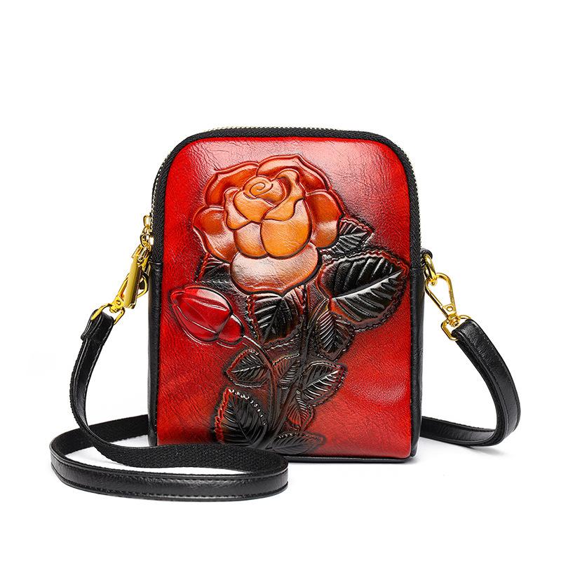

Сумка через плечо в винтажном стиле с объемным принтом роз - Премиальная фактурная женская сумка через плечо, многофункциональная сумка-органайзер