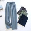 2024 Cotton Couple Sleep Bottoms Comfortable Unisex Sleep Pants Plaid Simple Style Home Pants Men Spring Summer Pajamas Pants