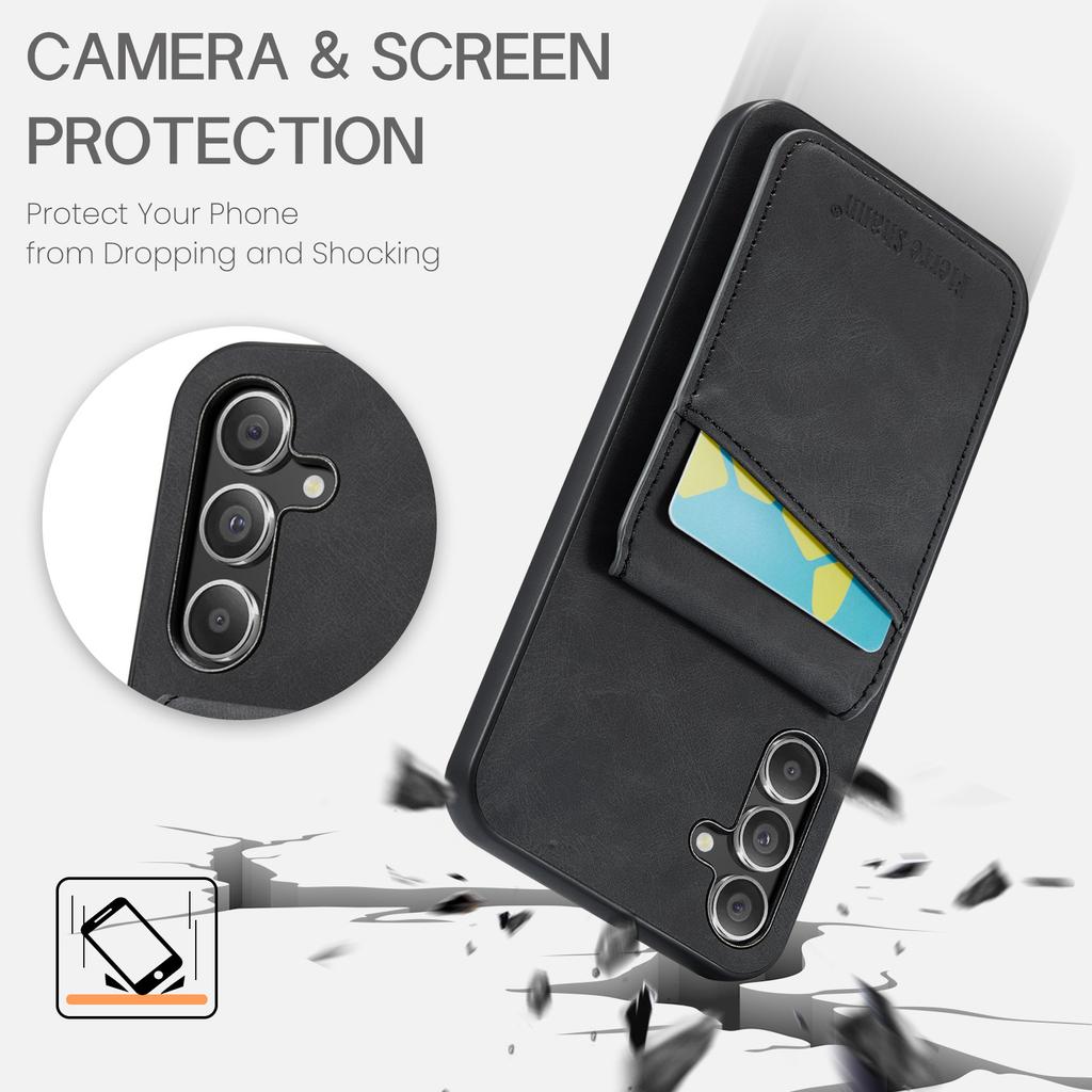 Para Samsung Galaxy A24 4G (162,1 x 77,6 x 8,3 mm) Capa PU+TPU Textura Cavalo Louco para Celular