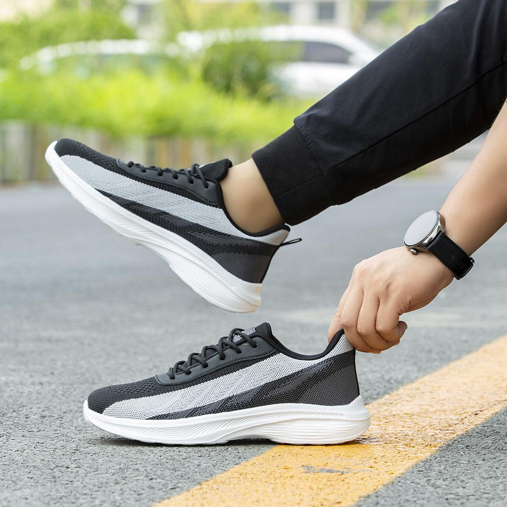 Men's shoes summer breathable large size fly-woven shoes lace-up running mesh casual shoes lightweight versatile sports shoes men