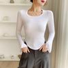 Women's Autumn/Winter Modal Round Neck Flared Long Sleeve Slim Base Layer Top