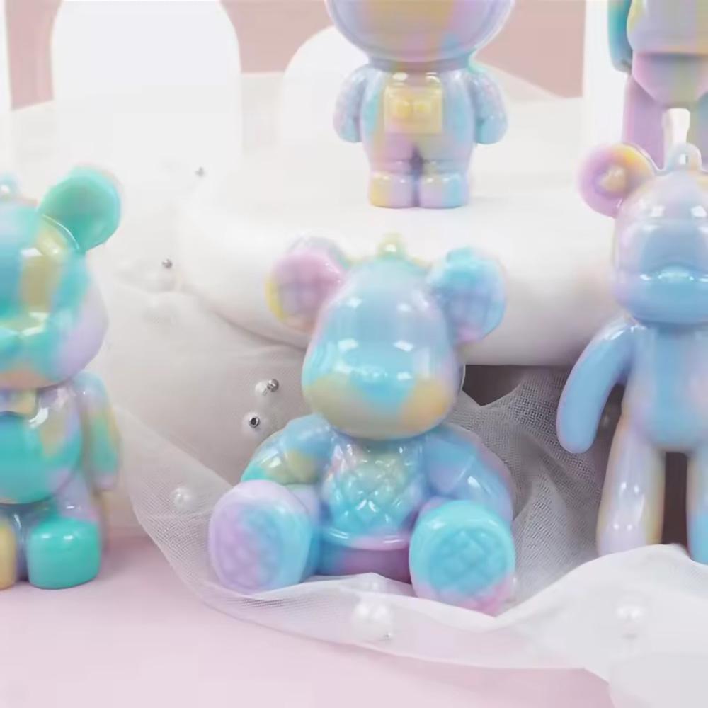 DIY 3D Kleiner Bär Kristall Epoxidharzform Astronaut Schlüsselanhänger mit Loch Anhänger Silikon Blutrosa Bärenform