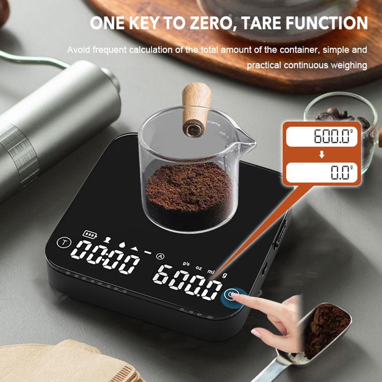 Hot Selling Food Scale with Time Function with USB Charge Digital Kitchen Electronic Scales Mini Digital Coffee Scale Machine