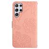 HT03 For Samsung Galaxy S25 Ultra Case Butterfly Flower Imprint Leather Phone Cover with Strap