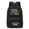 Large Capacity School Backpack Teens With Cartoon Letter Print Lightweight Ergonomic Design Oxford Fabric Adjustable Padded
