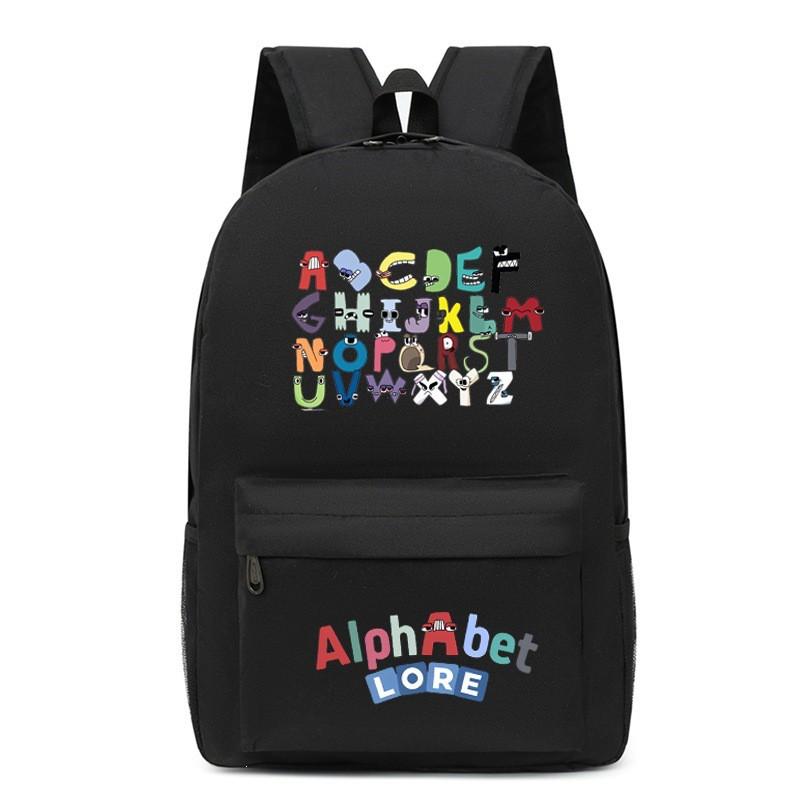 Large Capacity School Backpack Teens With Cartoon Letter Print Lightweight Ergonomic Design Oxford Fabric Adjustable Padded