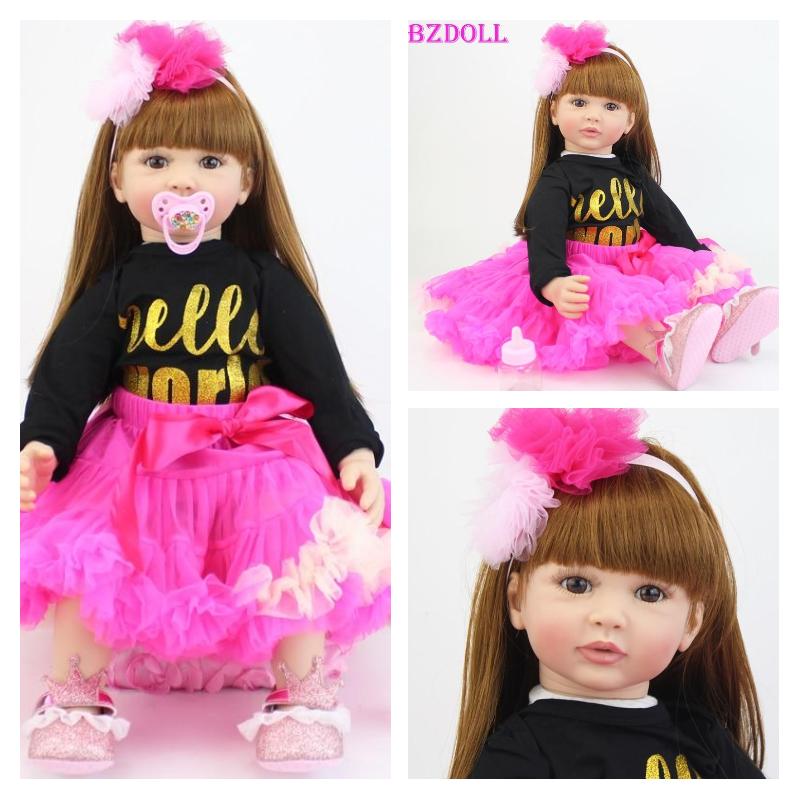 BZDOLL 60cm Soft Silicone Reborn Baby Doll Toys Like Real Vinyl Princess Toddler Alive Bebe Girl Bonecas Kids Birthday Gift