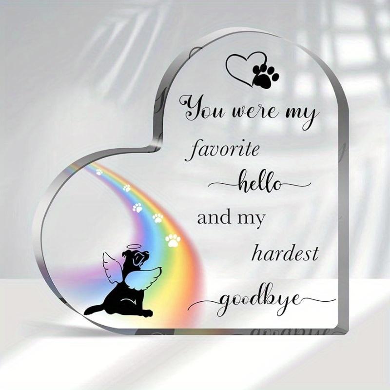 Dog Loss/Bereavement Gifts: Heart-Shaped Acrylic Memorial Sign – Dog Remembrance/Condolence Gift.