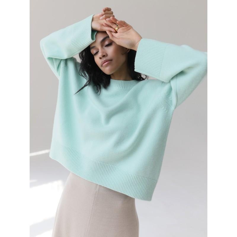 Womens Oversized Crewneck Knit Sweater Loose Fit Soft Warm Winter Top