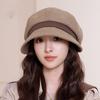 Polyester Beret for Women - Elastic Pleated Octagonal Cap with Short Brim, Packable Drawstring Beret