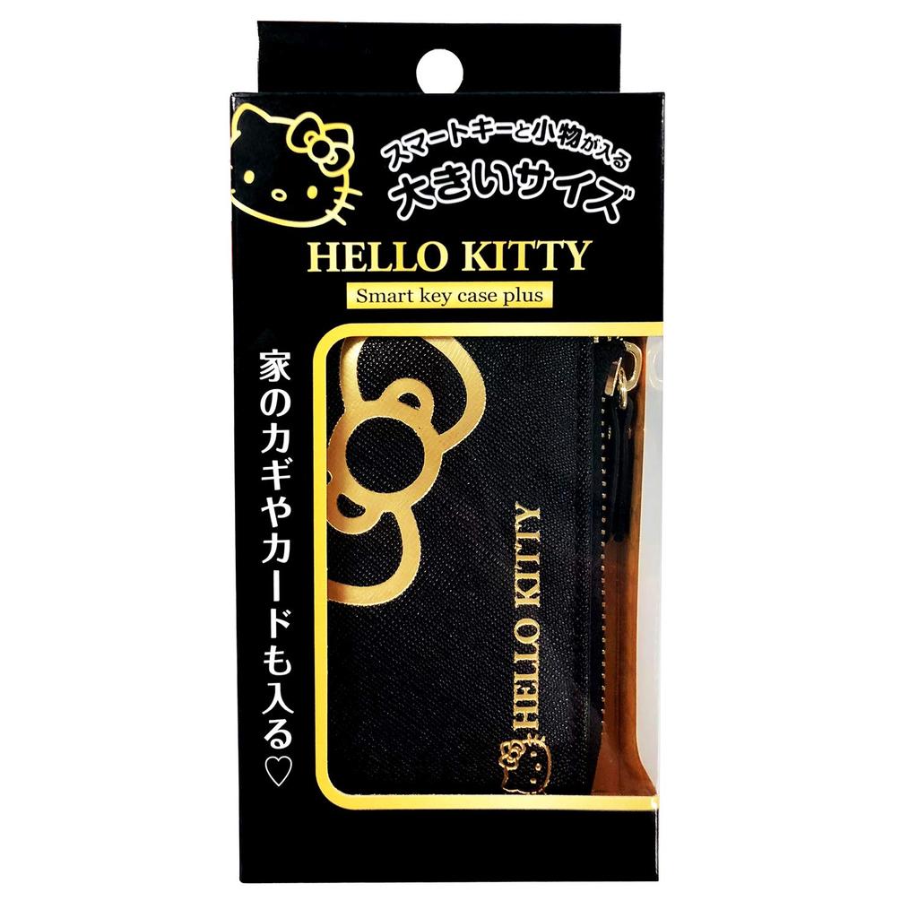 Seiwa Car Accessories Hello Kitty Key Case KT532 Smart Key Plus Card Storage B&G Black Gold HELLO KITTY