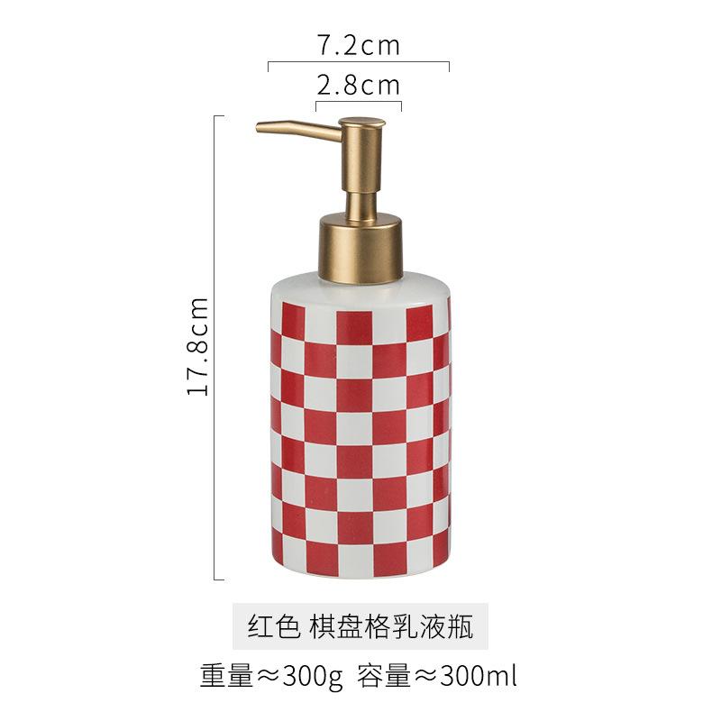 

Ceramic checkerboard lotion bottle hand sanitizer bath gel separate bottle household lotion press bottle soap dispenser червоний