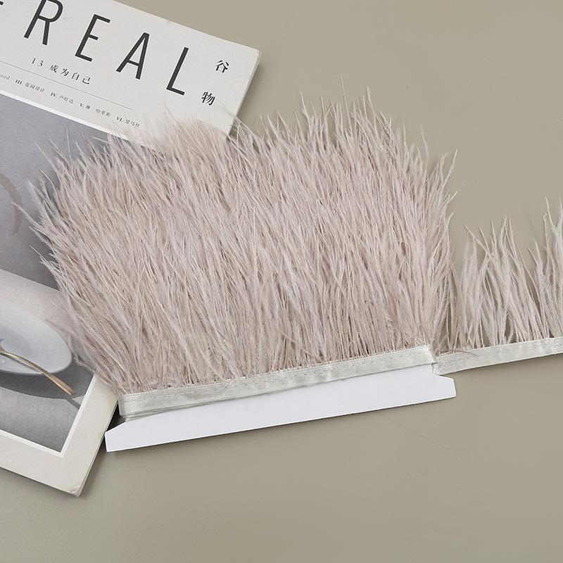 Color 8-10 Cm Ostrich Hair Cloth Edge Clothing Cuffs Hem Ostrich Feather Strips Cloth With Accessories Lace