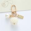 Trendy Pearls Heart Keychain Accessory Sturdy Heart Keychain With Pearls and Rose Charm For Social Event And Outings