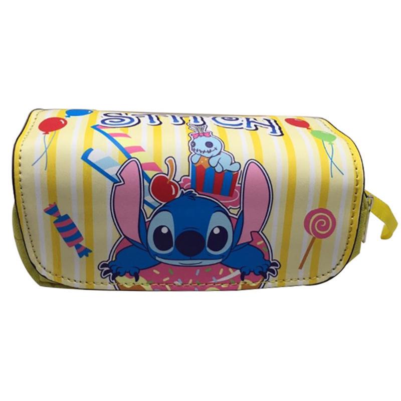 Blue Double-Zipper Lilo & Stitch Large Pencil Case