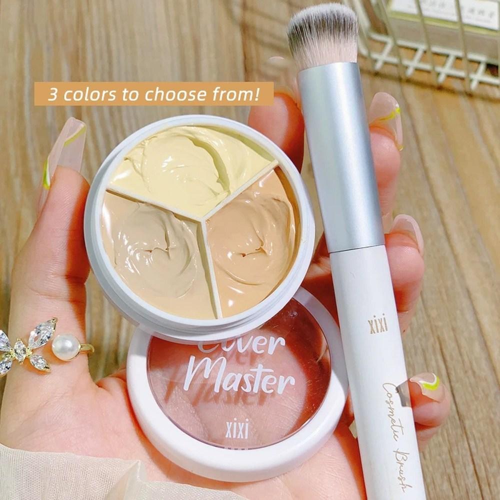 Foundation Palette Cream Base Concealer 3 Colors Coverage Acne Spots Dark Circles Face Moisturizing Makeup Cosmetics, 1 Piece