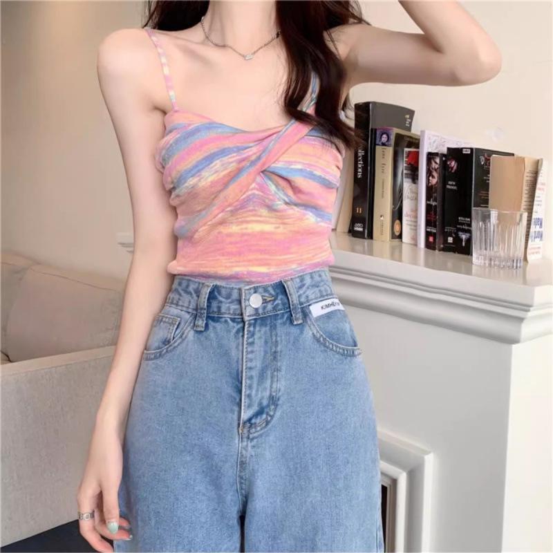 

Colorful Women s Summer Camisole Vest - Dopamine Outfit for Music Festivals M яркий розовый
