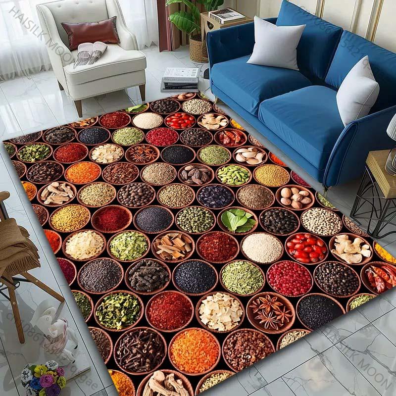 Multiple Sizes Colorful Spices Arranged Carpet for Living Room Bedroom Sofa Home Decor Rus Non-slip Floor Mat Luxury Gift