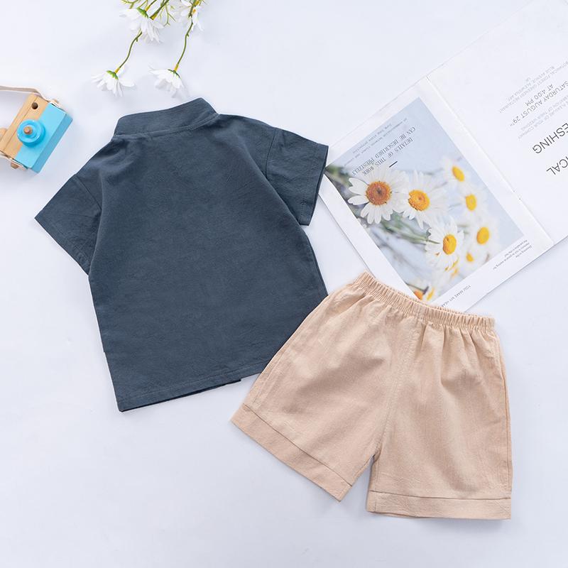 Sommer Baby Gutter Solid T-skjorte Topper+Shorts Antrekk Klessett