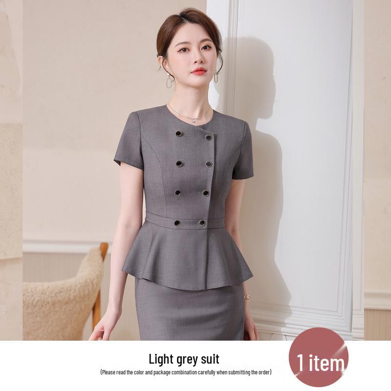Gray Women's High-End Professional Short-Sleeve Two-Piece Summer Workwear