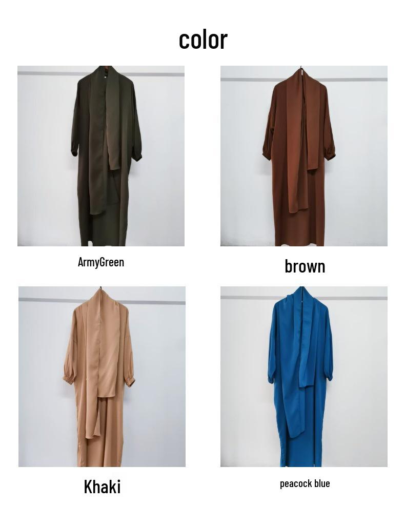 Yiduo Duo New Middle East Hijab Long Robe - Solid Color Simple Dress 21499