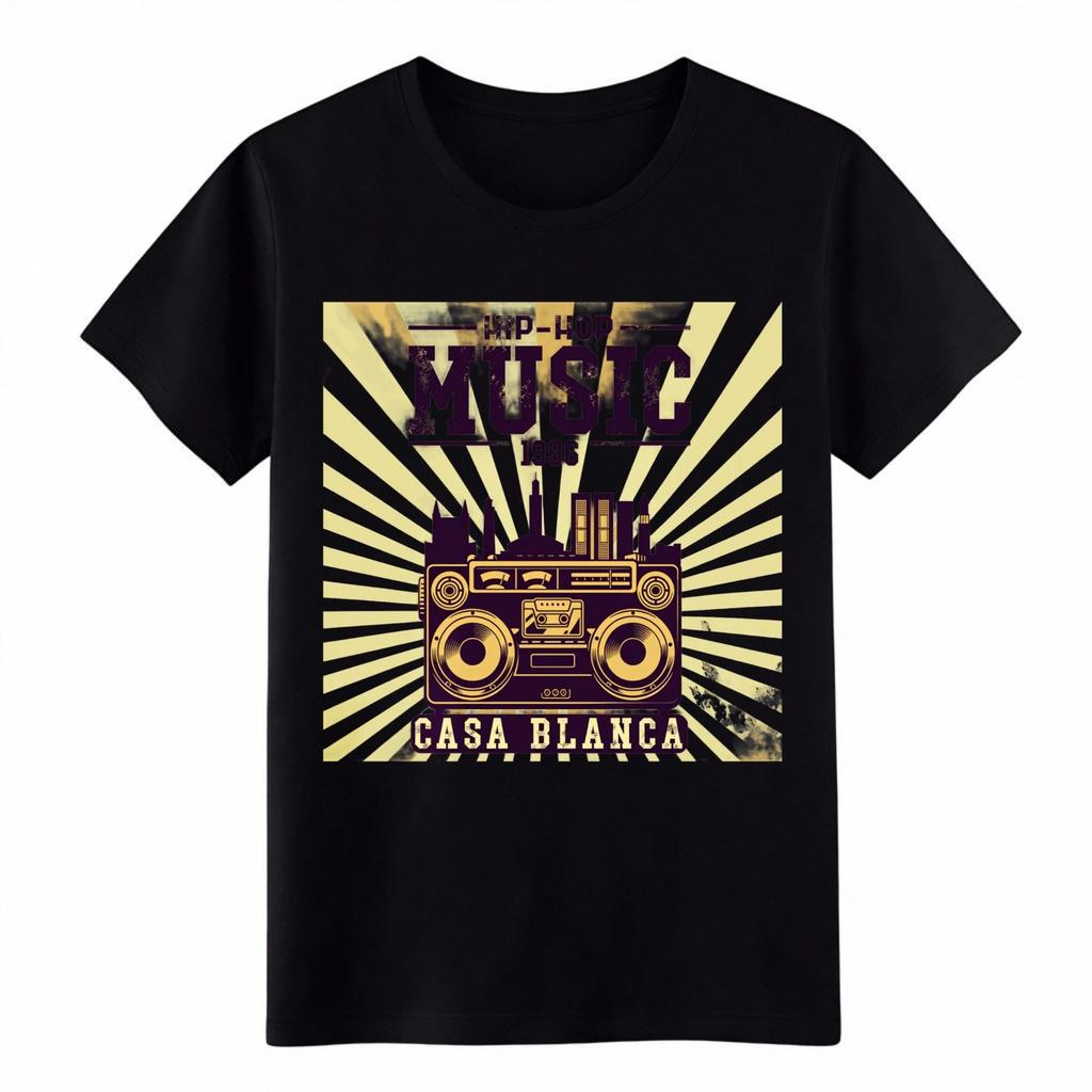 Hip Hop Music 1996 Casa Blanca Boombox Retro T-Shirt, 90s Rap Graphic Tee