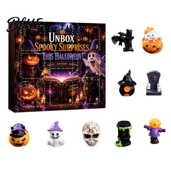 Collectibles for Sand Table Landscaping Halloween Advent Calendar with 9 Mini Resin Figures Day Spooky Countdown Miniature Horror Theme Ornaments To