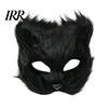 Lightweight Cosplay Animal Mask Long Fur White Fox Half Face Mask, Halloween Masquerade Elegant Fairy for Ancient Style Photoshoot Party Performance