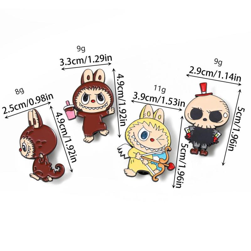 Anime Cute Enamel Labubu Brooch Cartoon Metal Studen Badge Pins Jewelry Brooches Men Women Backpack Jewelry Accessories