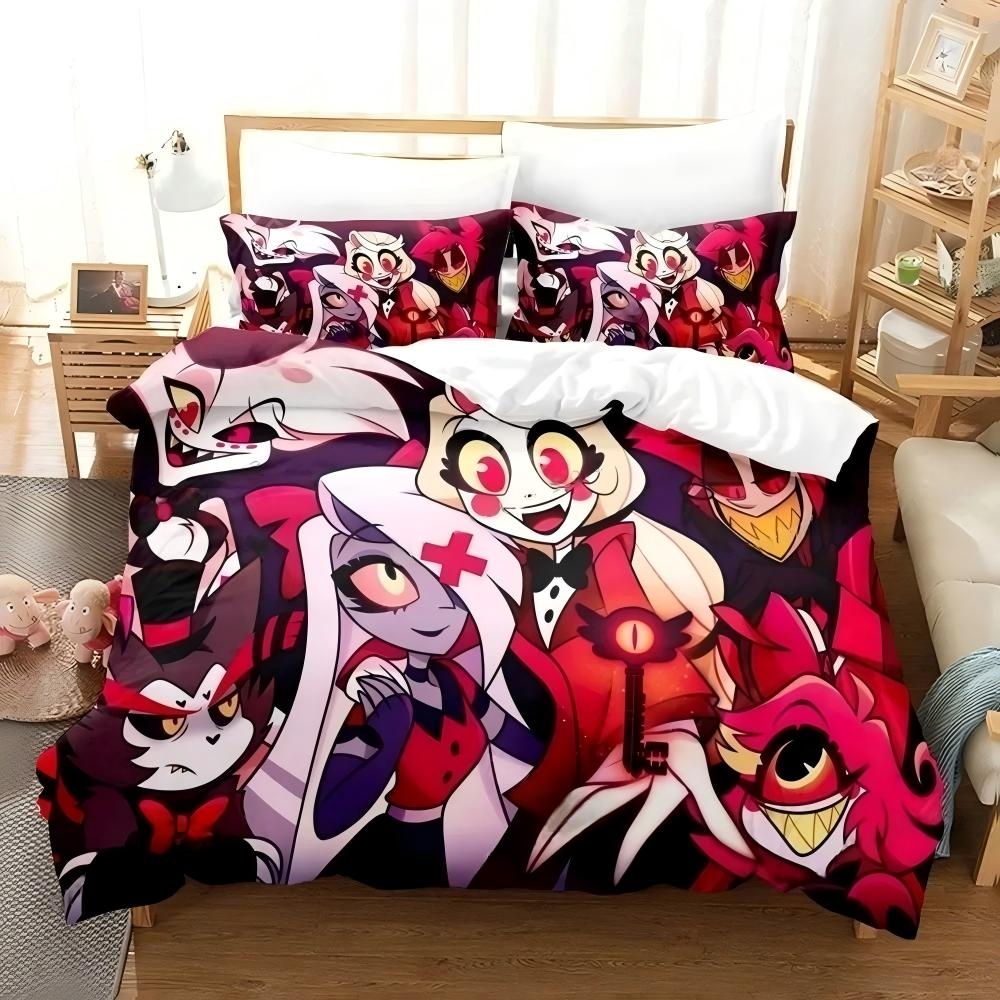 Hazbin Cartoon Duvet Cover Pillowcase Beddingboygirl Bedroomdecoration Childrengift Single Double Largebed Sizezip Duvet Cover