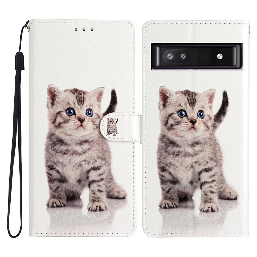 For Google Pixel 9a Wallet Case PU Leather Pattern Printing Stand Phone Cover with Strap