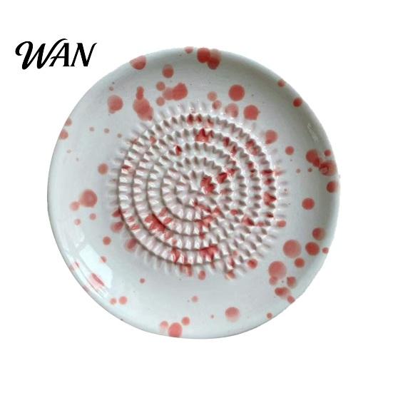 Pepper Grinder Ceramic Grater Bowl, Manual Ginger Garlic Mincer with Ink Splash Pattern, Splash-ink Pattern Grinding Plate for Wasabi Daikon,