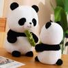 Cute Flowery Panda Doll Holding Bamboo Red Panda Plush Toy Home Decoration Living Room Sofa Gift