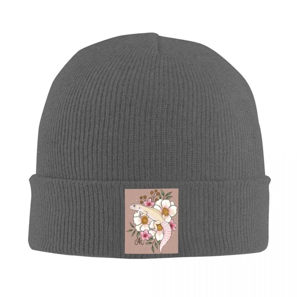 Leopard Gecko Murphys Patternless With Florals Warm Knitted Cap Winter Knit Bonnet Hat Skullies Beanies Hip Hop Caps for Unisex