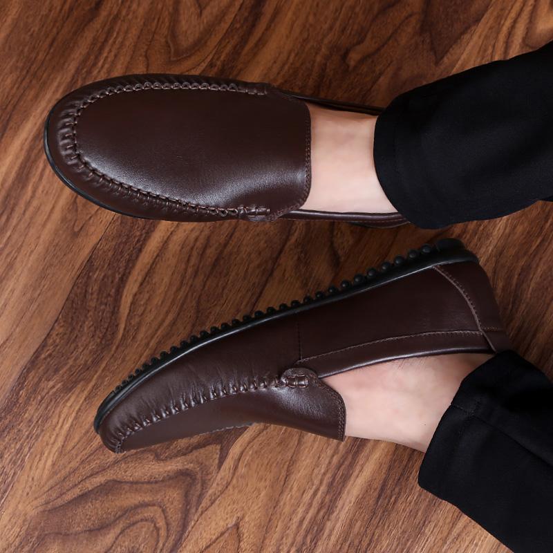 Fashion Leather Men's All-match Loafers Slip-On Comfortable Walking Shoes Classic Business Casual Shoes for Men Soft Luxury Brand Flats