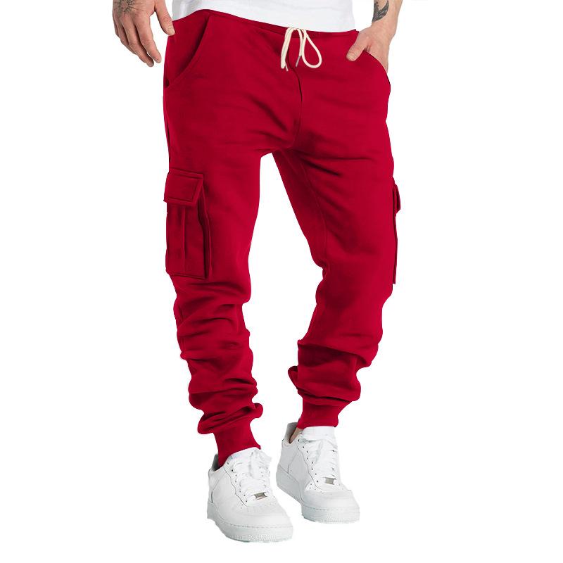 Autumn and winter fleece men's casual overalls men's multi-pocket pants cross-border large-size sports casual trousers