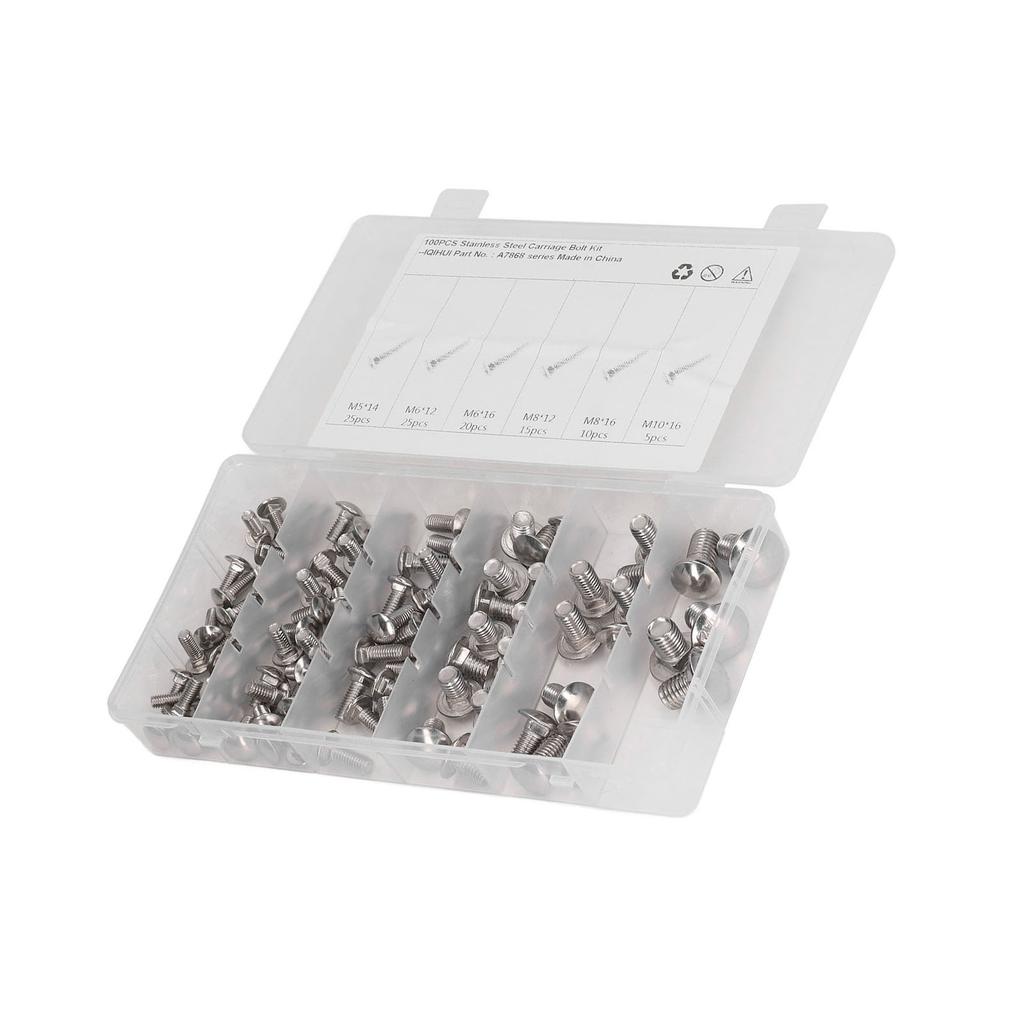 100 Stück Flachkopf Vierkantansatz Schraube Rundwagenmuttern 304 Edelstahl 6 Spezifikationen