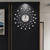 19,7 Zoll Große Wanduhr für Wohnzimmer-Dekoration Tickenfrei Leise Modern Metall Sternburst Bling Silber Kristall Wanduhren Deko
