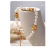Stainless Steel Freshwater Pearl Necklace Bracelet Starfish Flower Beaded Necklace Set