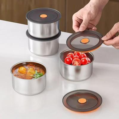 Stainless Steel Fresh-keeping Bowl Refrigerator Storage Fresh-keeping Box Kitchen Round Food Portioning Box