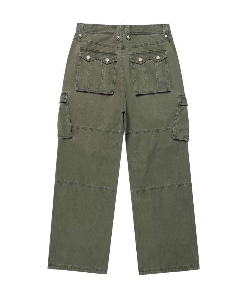 THEVINYLHOUSE Washed Military Cargo Pants Khaki