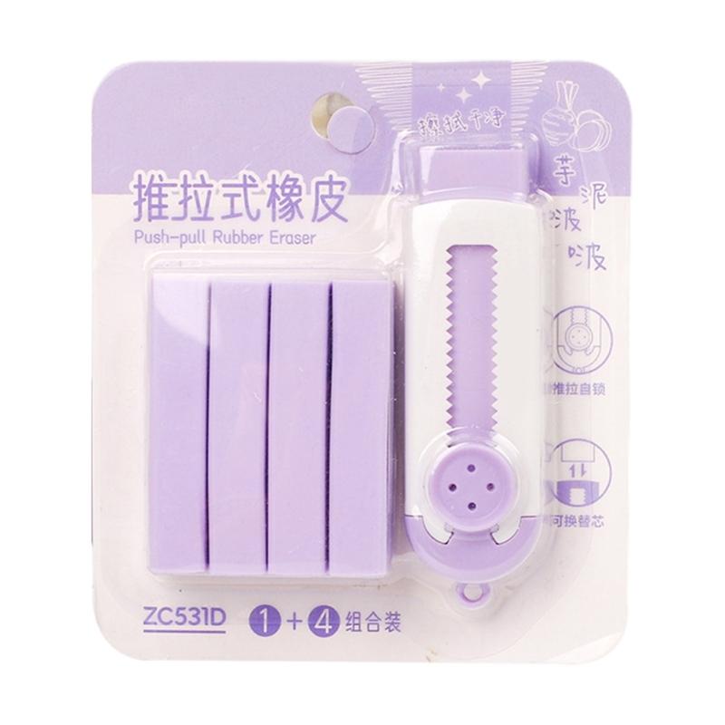 Sliding Retractable Pencil Erasers with Refills Retractable Erasers Easy Erasing Pencil Eraser for Kid Writing Drawing