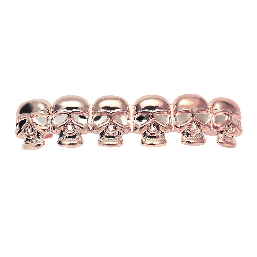 Gold-Plated Skull Hip Hop Grillz - Trendy Halloween Cosplay Tooth Decor