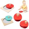 Hoshi Baby Wooden Montessori Mirror Peekaboo Knob Puzzle, Infant 3mos+ Tummy Time Toy